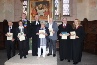 Karl Prechtel, Margita König, Eberhard Meyer, stellvertr. Dekan Martin Voß, Rosemarie Hofmann, Harald Wilhelm, Edmund Mix und Andrea Ackerman