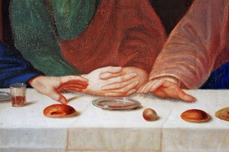 Hand von Judas und Jesus