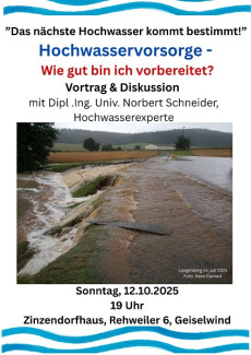 Flyer zum Vortrag über Hochwasser
